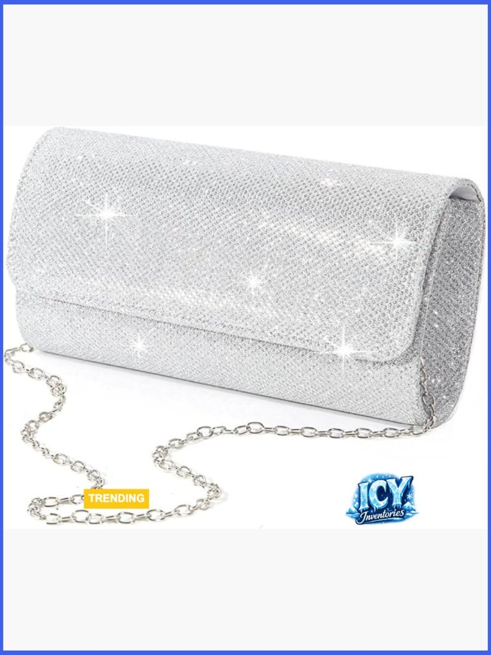 Sparkly Evening Clutch with Detachable Chain, Magnetic Closure